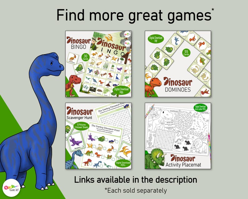 Dinosaur Memory Card Game, a Printable Jurassic Picture Matching Game ...