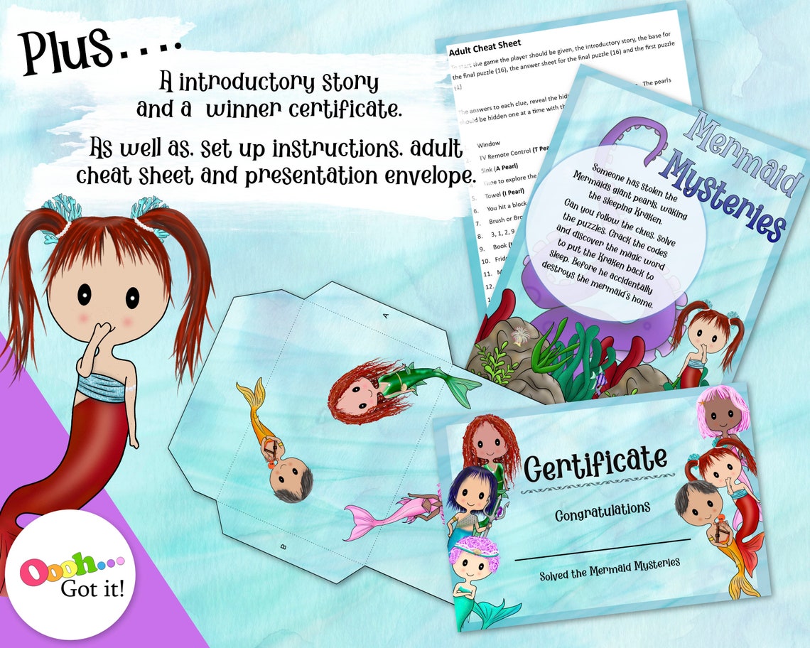 Mermaid Treasure Hunt. A Indoor Printable Kids Scavenger Hunt - Etsy