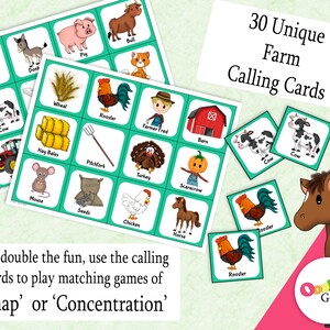 Farm Animals Bingo a Printable Farmyard Kids Game 30 Cards - Etsy Canada