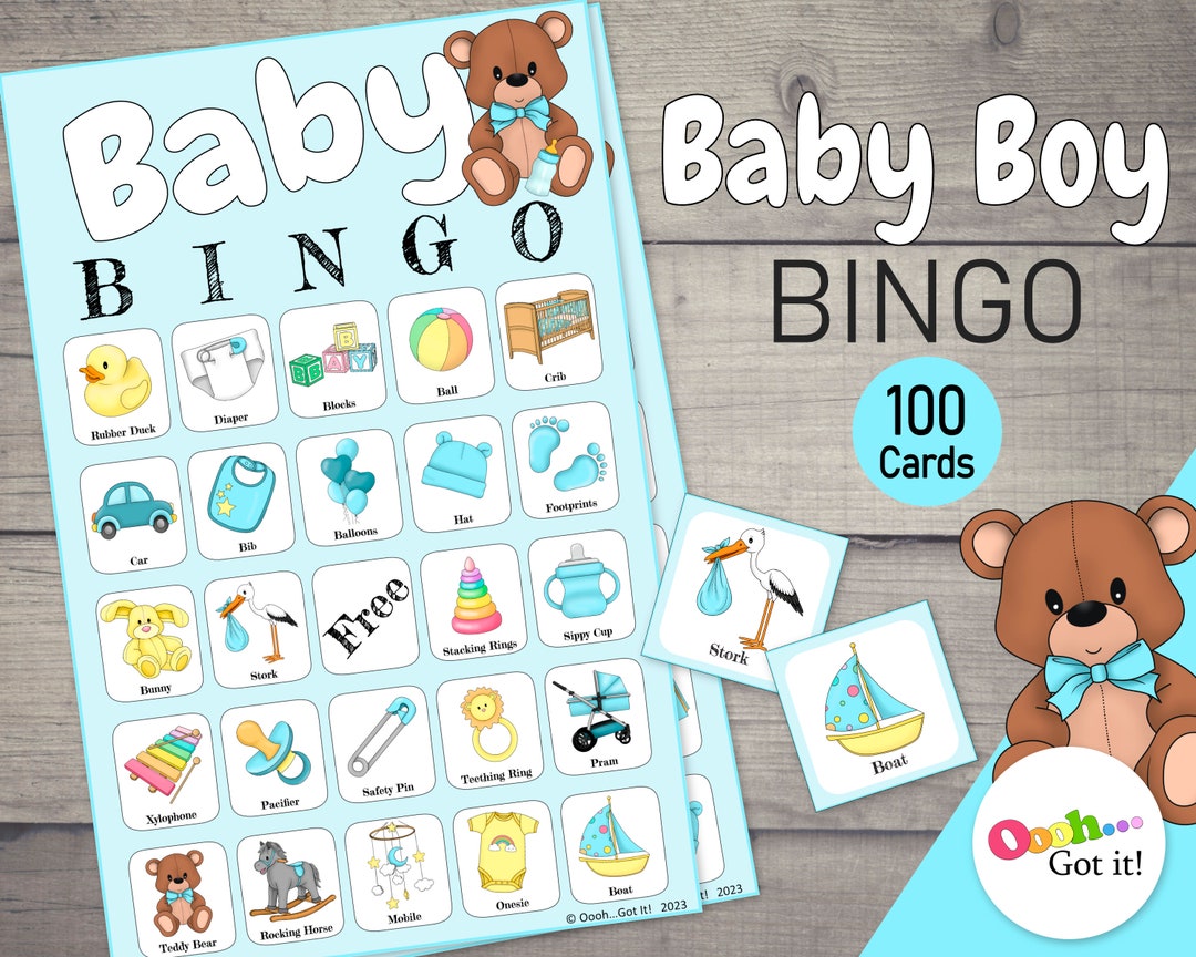Baby Boy Bingo 100 Printable Prefilled Bingo Cards for a - Etsy