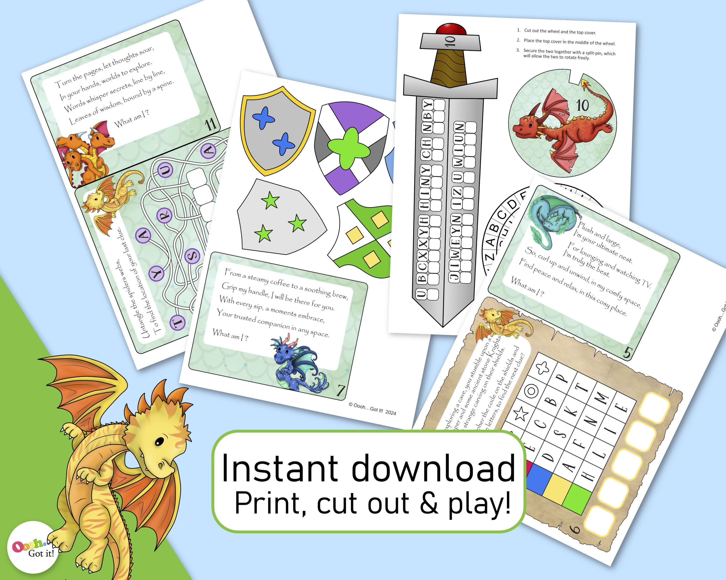 Dragon Treasure Hunt, an Indoor Printable Fantasy Medieval Knight ...