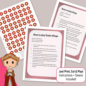 The Tudors Bingo, a British History game featuring Henry VIII & his Six Wives, a printable party game, kids activity or classroom resource image 5