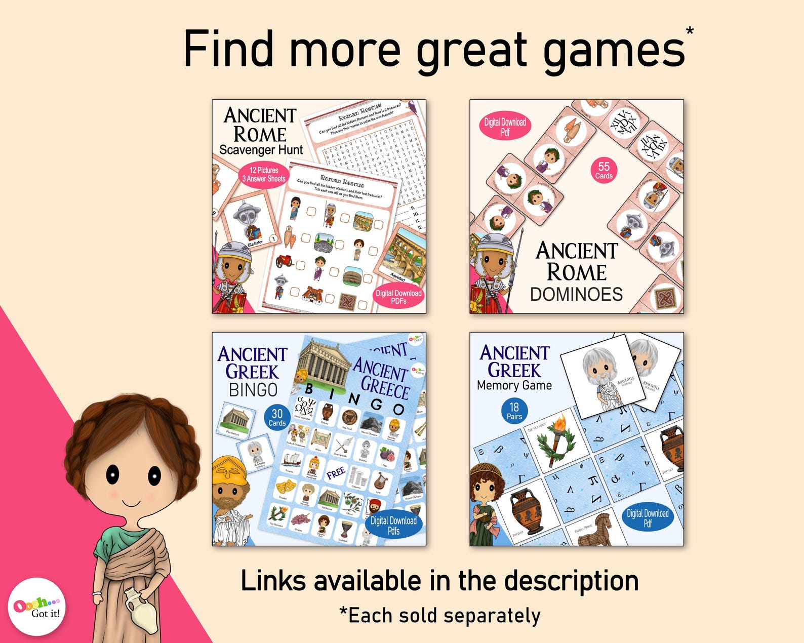 Ancient Rome Bingo, a Printable Roman Party Game, for a Roman Empire ...