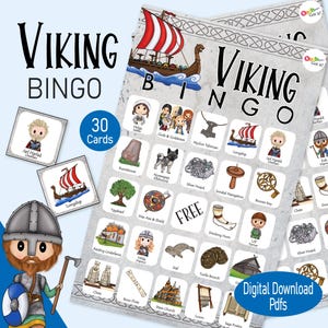 Viking Bingo - ein druckbares Geschichtsspiel für Kinder, eine lustige Lernaktivität für Kinder im Klassenzimmer oder zu Hause über nordische Mythologie & das alte Skandinavien