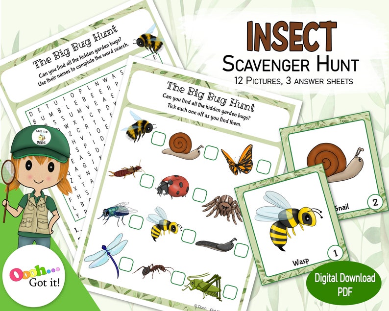 Bug Scavenger Hunt a Printable Creepy Crawler Picture - Etsy
