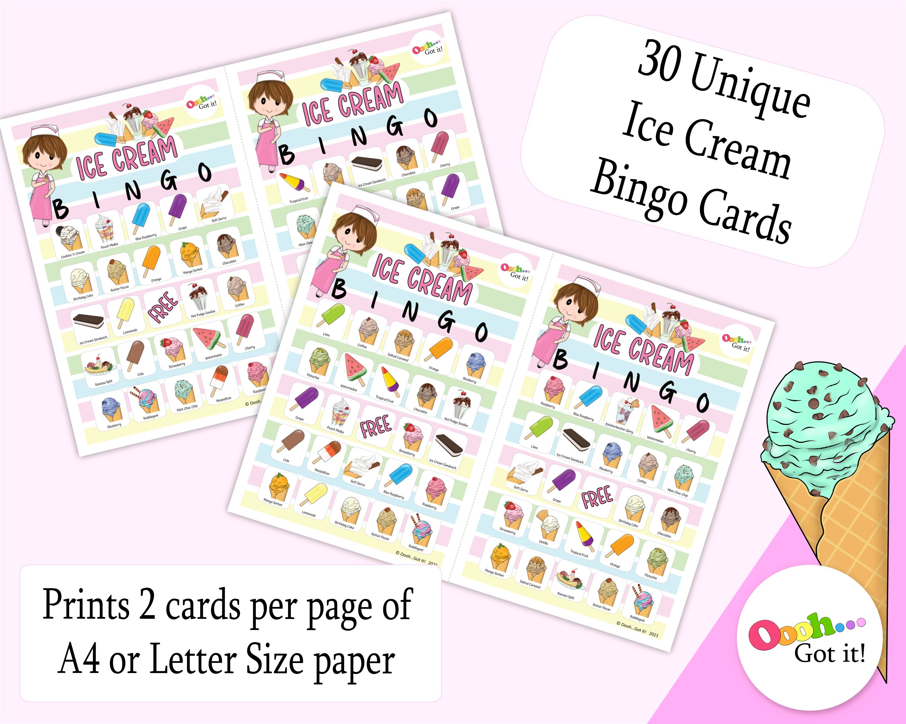 Ice Cream Bingo a Printable Sweet Party Game a Summer Fun Etsy UK