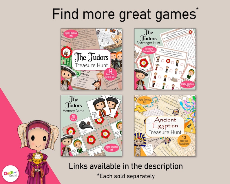 The Tudors Bingo, a British History game featuring Henry VIII & his Six Wives, a printable party game, kids activity or classroom resource image 7
