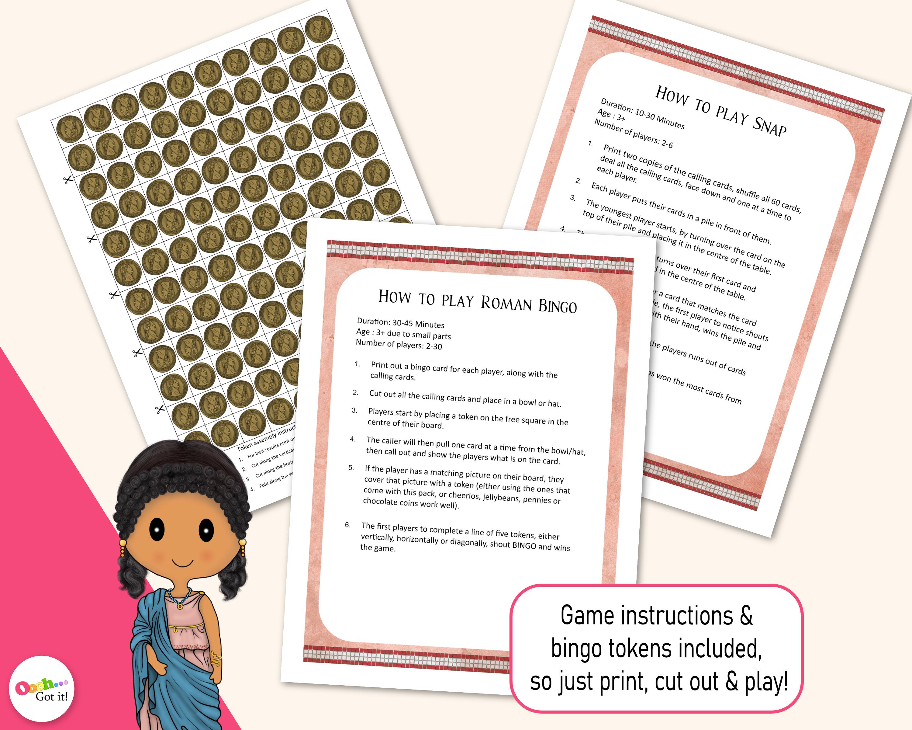 Ancient Rome Bingo, a Printable Roman Party Game, for a Roman Empire ...