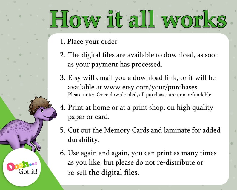 Dinosaur Memory Card Game a Printable Jurassic Picture - Etsy