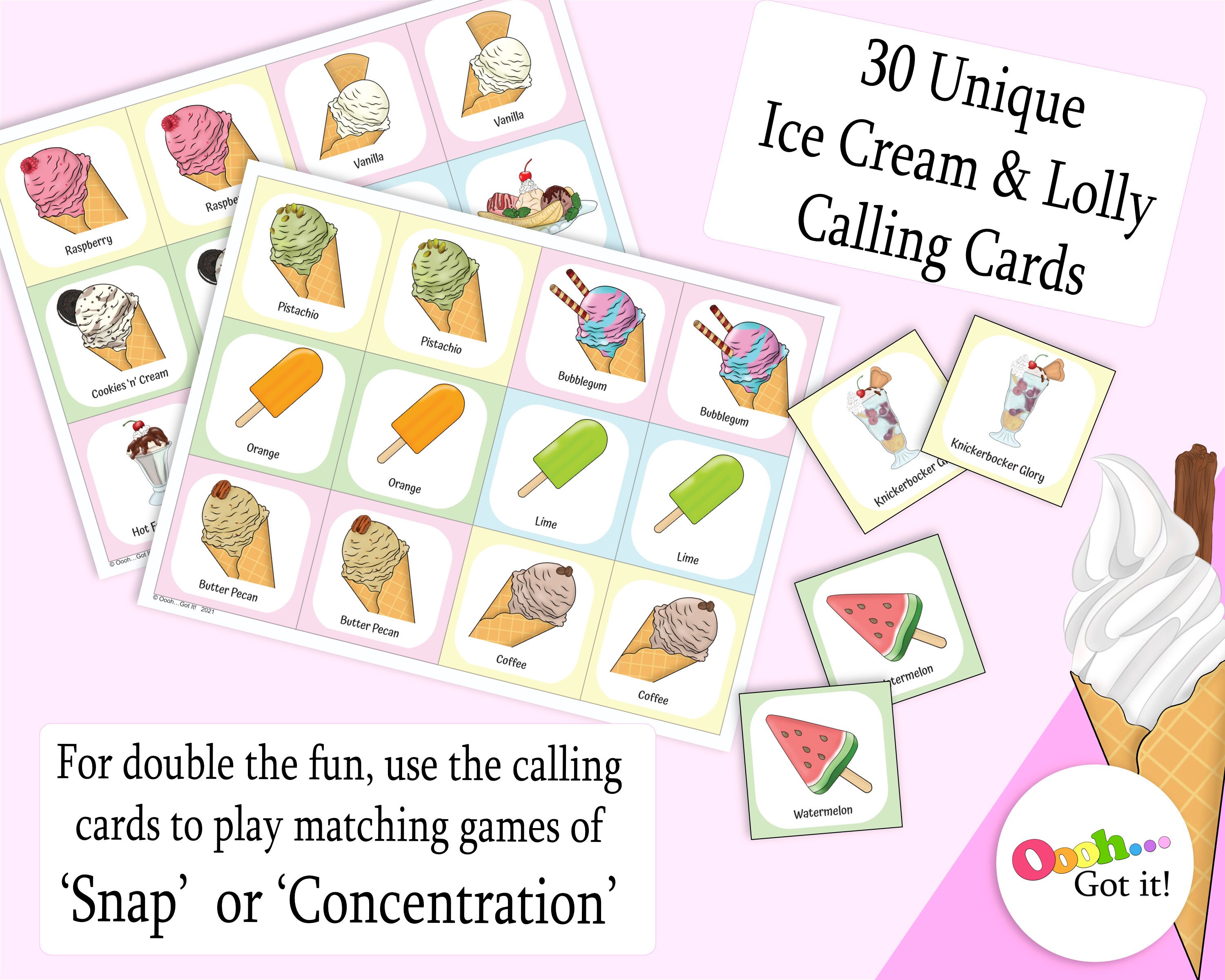 Ice Cream Bingo a printable sweet party game a summer fun - Etsy France