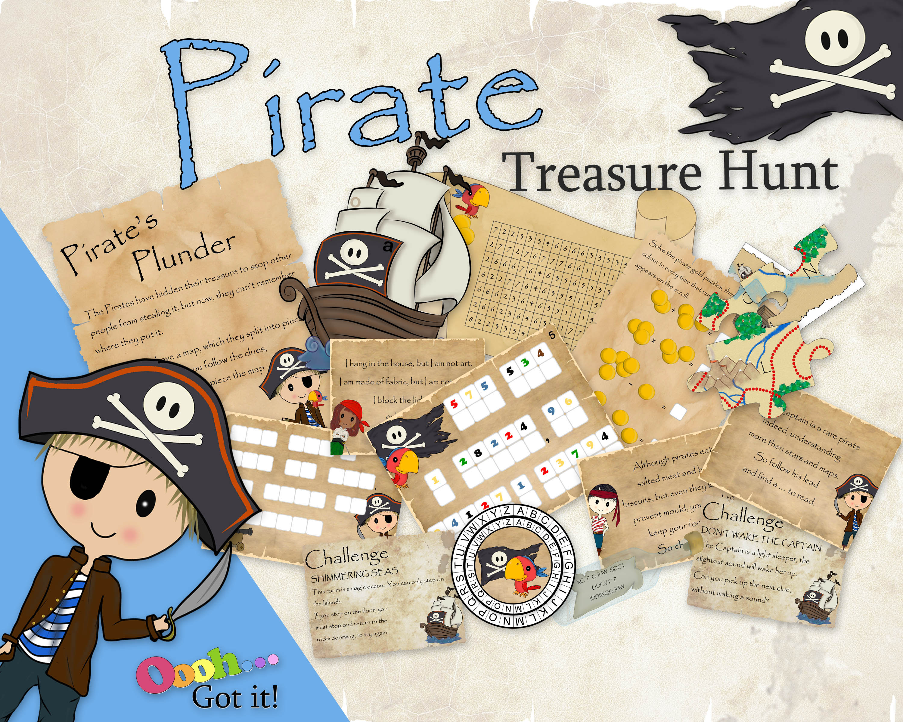 Pirate treasure hunt a printable indoor scavenger hunt with | Etsy