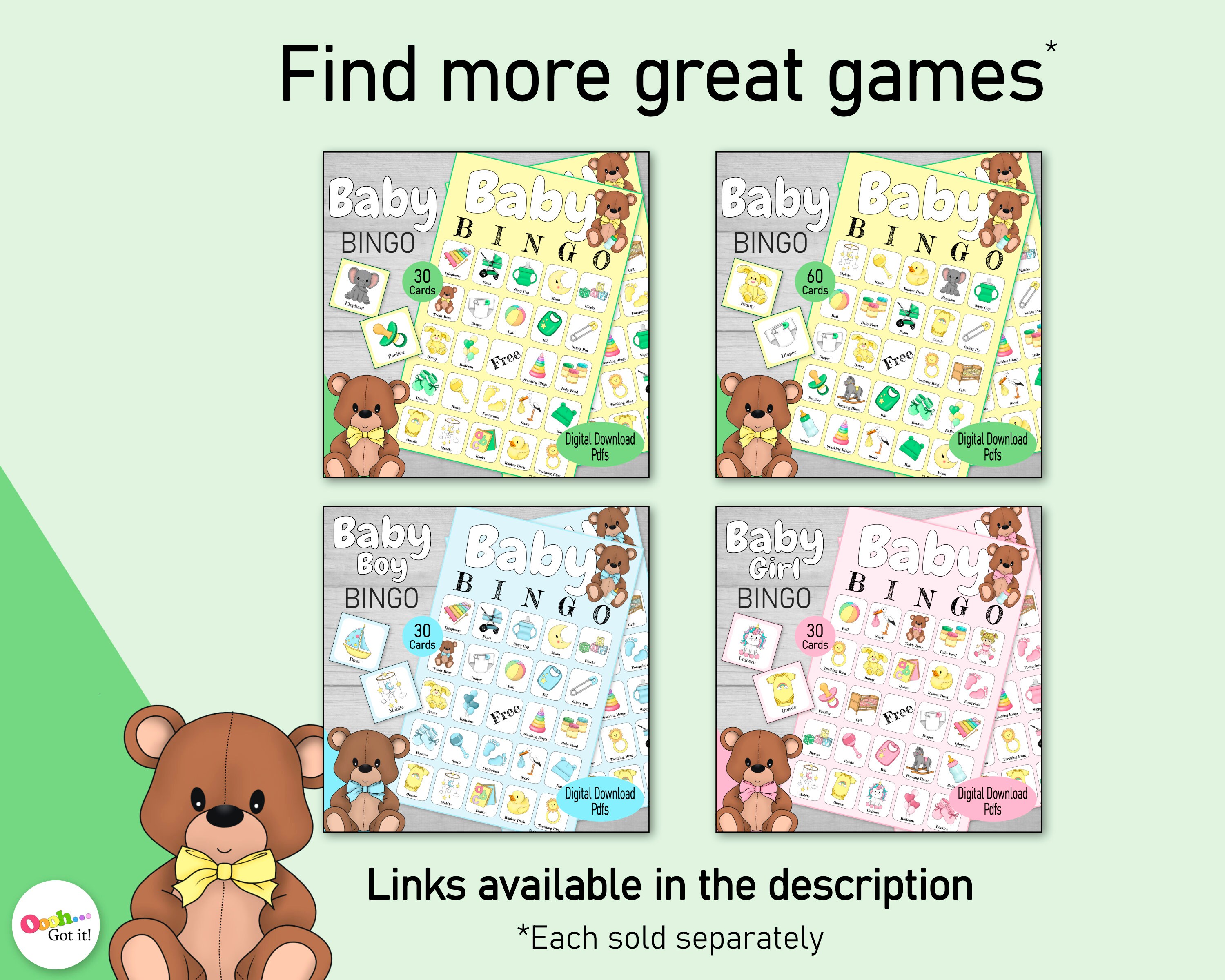 Baby Shower Scavenger Hunt, a Printable Picture Teddy Bear Treasure ...