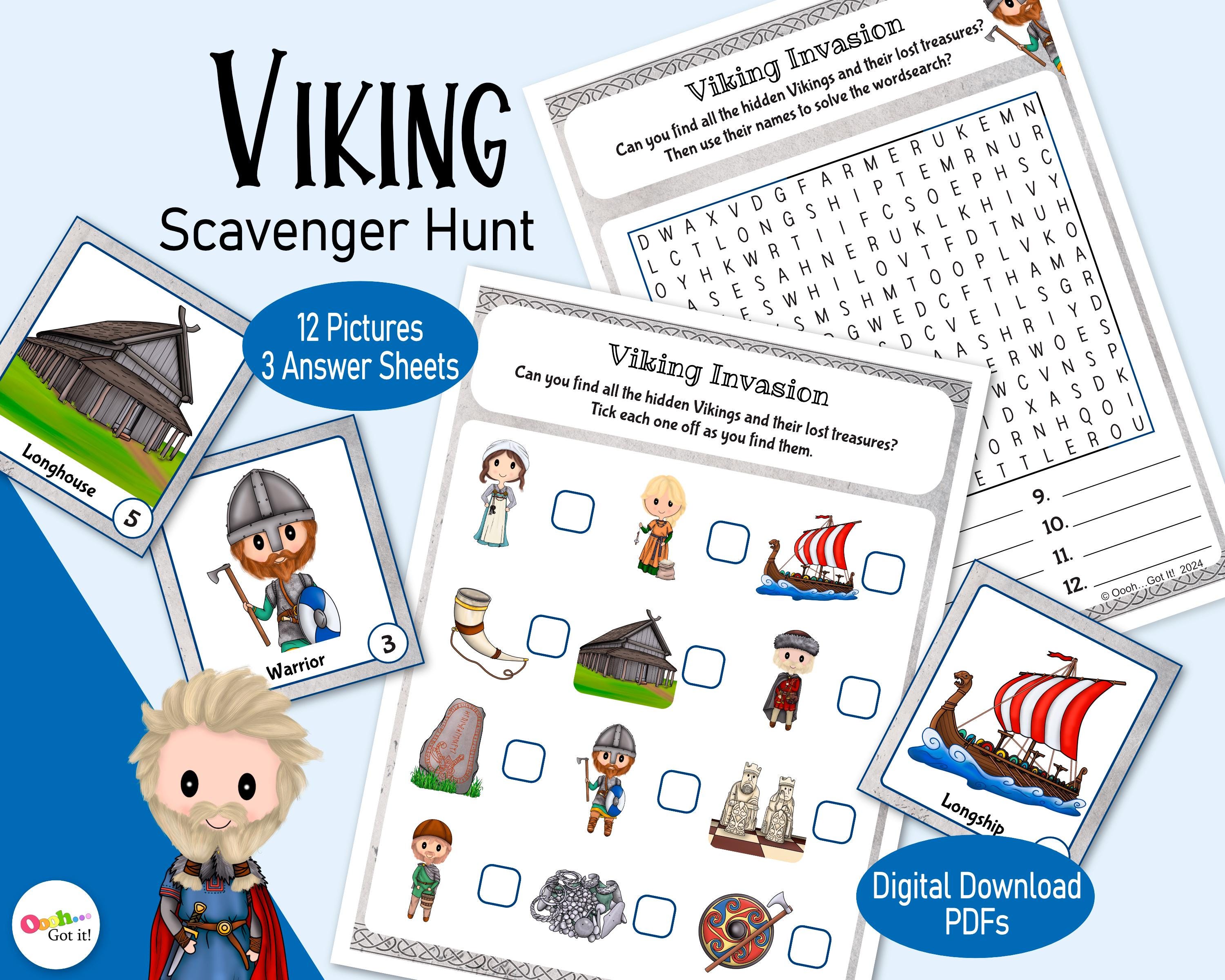 Viking Scavenger Hunt, A Fun Printable Picture Game for Kids to Explore ...