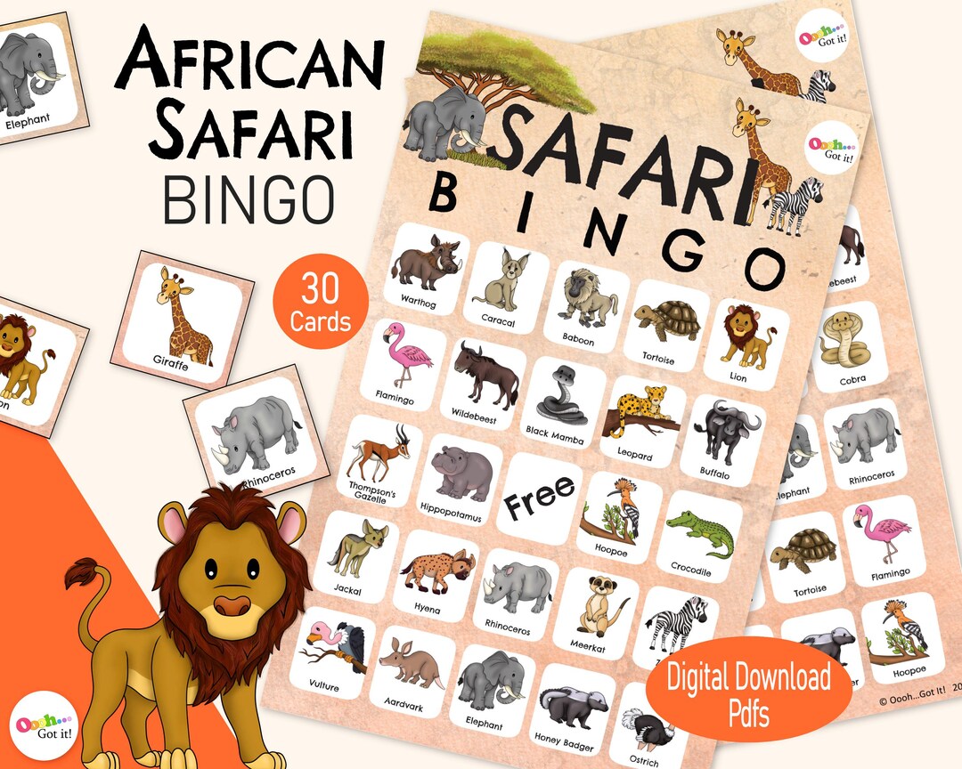 Safari Bingo – A Printable African Animal Game for Kids, Great for ...