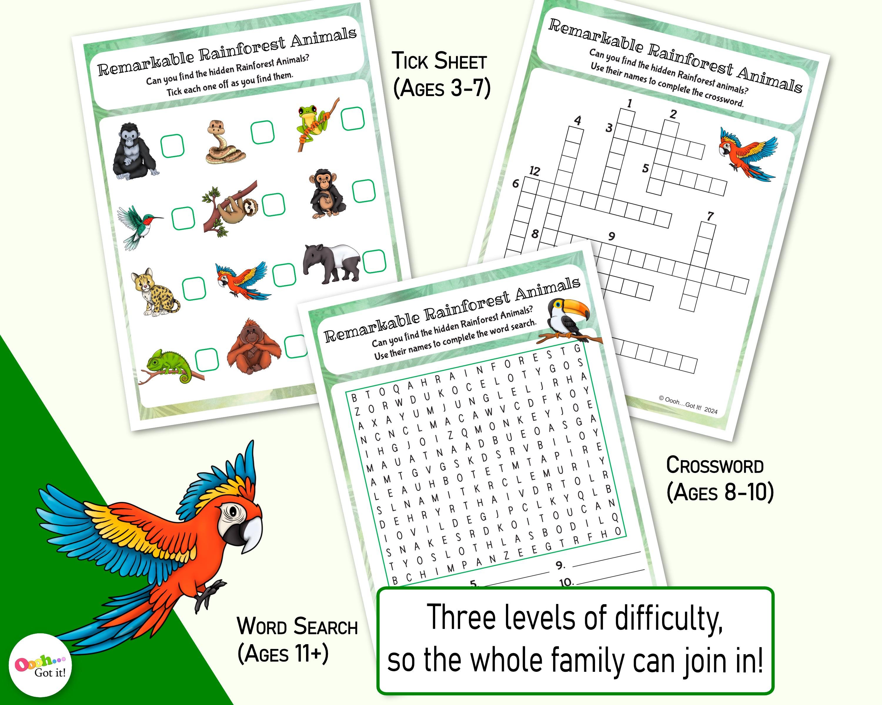 Rainforest Animal Scavenger Hunt – A Printable Jungle Wildlife Picture ...