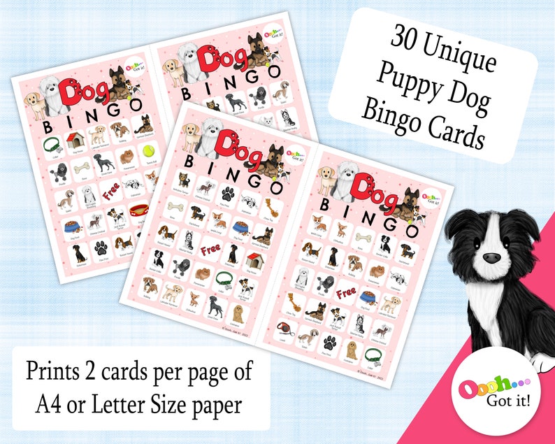 Dog Bingo 30 Printable Puppy Cards a Boys 2nd Birthday Party - Etsy