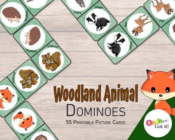Woodland Animals Dominoes a Printable Autumn Tile Game for - Etsy