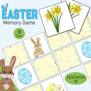 Ostern Memory Kartenspiel - Ein lustiges druckbares Memory für Kinder, perfekt für Osterkörbe, Lernen im Klassenzimmer & Spaß für die ganze Familie!