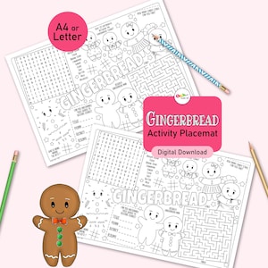 Lebkuchenmann Tischset zum Ausmalen, Malen und Ausmalen, Tischdeko für Weihnachten oder Winter-Geburtstagsgeschenk für Kinder