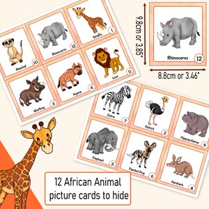 Safari Scavenger Hunt – Ett utskrivbart bildspel med afrikanska vilda djur för barn, perfekt för vilda fester, klassrum, djurparksdagar eller familjekul bild 2