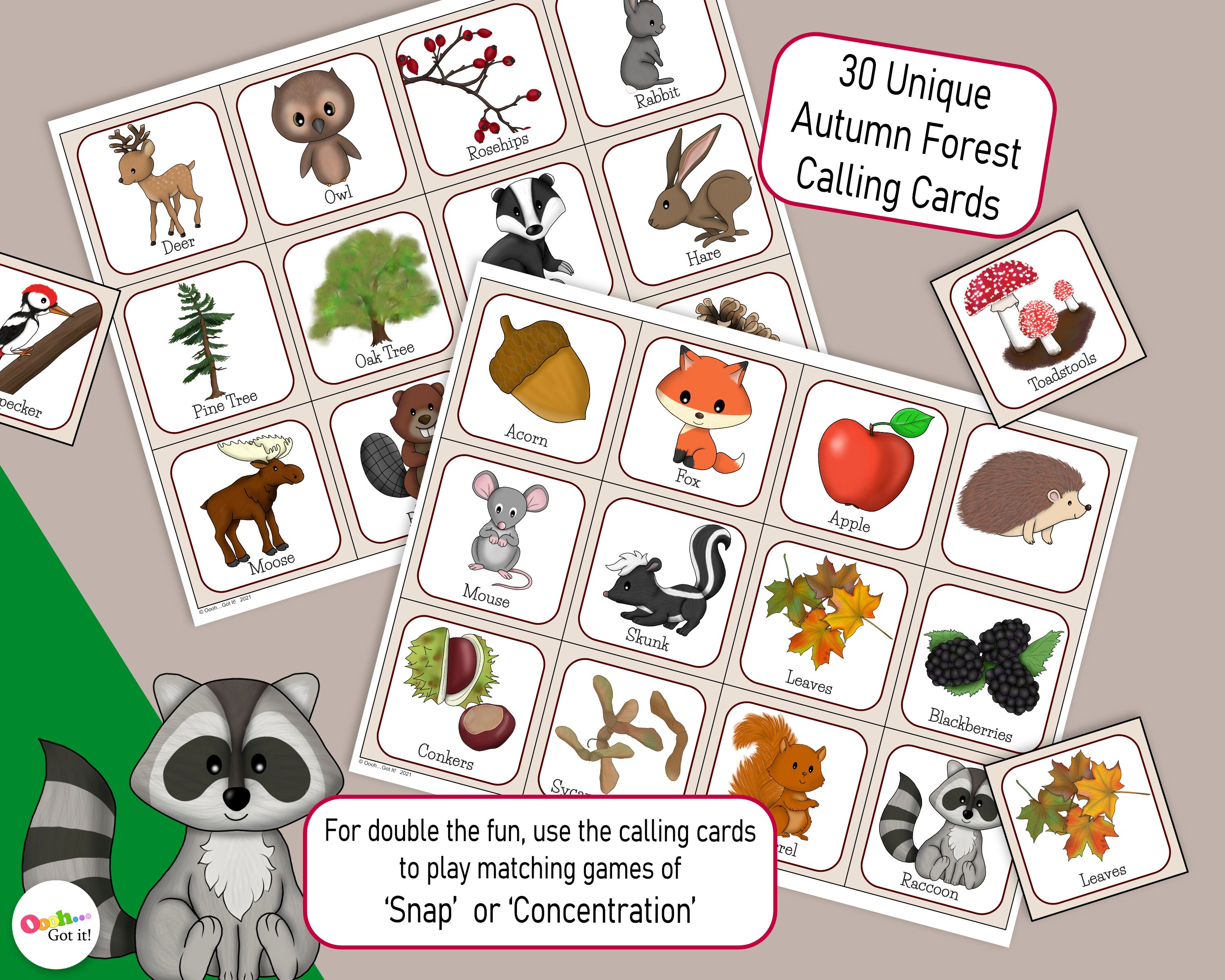 Woodland Animal Bingo Cards, a Printable Autumn Forest Game, for a
