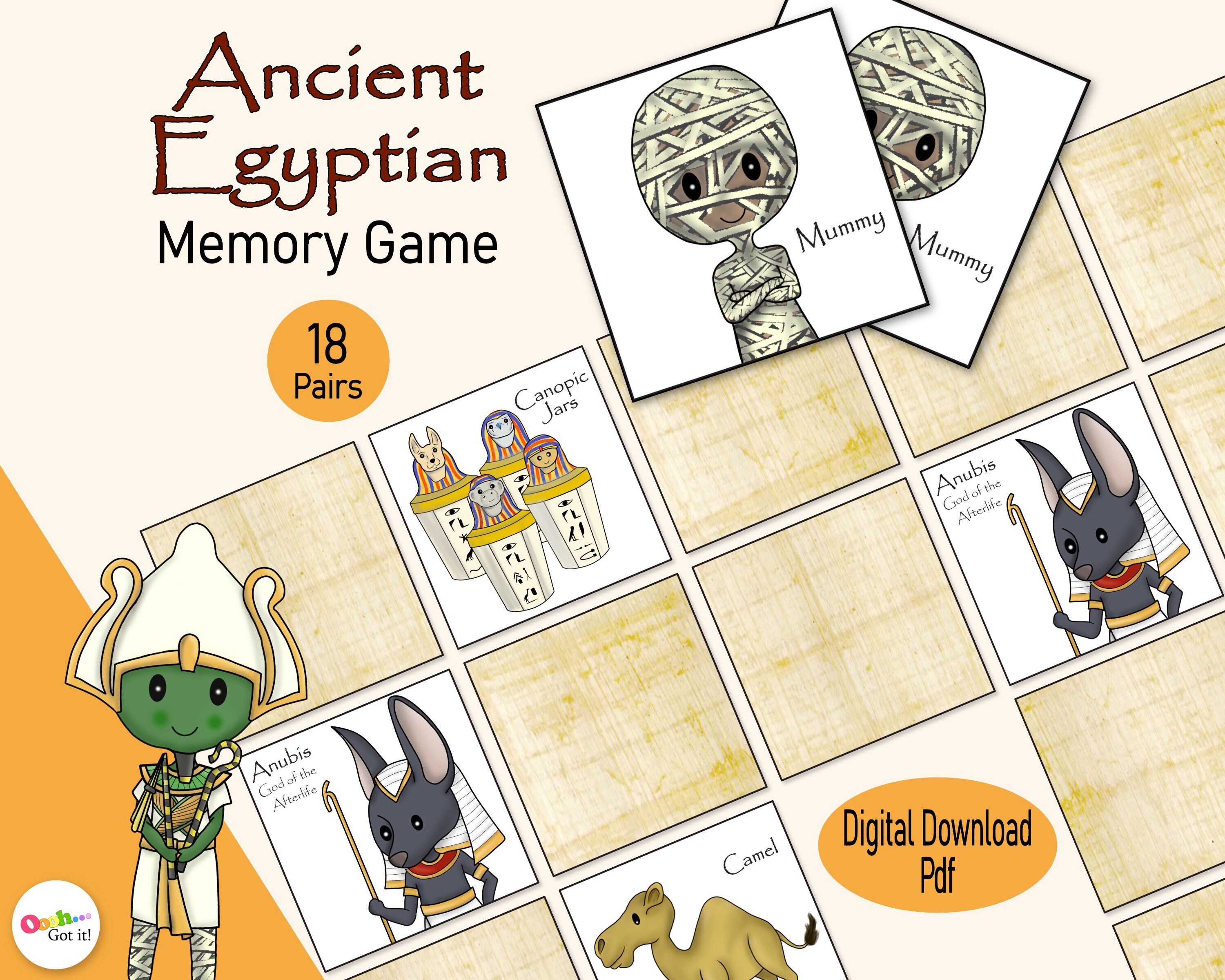 Altes Ägypten Memory-Kartenspiel Ein Druckbares Ägyptisches - Etsy.
