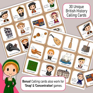 The Tudors Bingo, a British History game featuring Henry VIII & his Six Wives, a printable party game, kids activity or classroom resource image 4