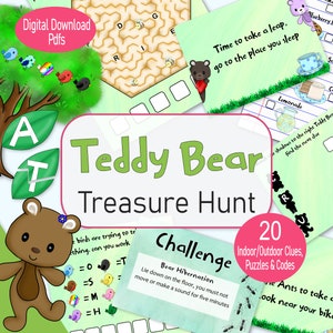 Teddy Bear Treasure Hunt,  a easy indoor/outdoor adventure for younger kids, a printable scavenger hunt,  for a birthday party or preschool