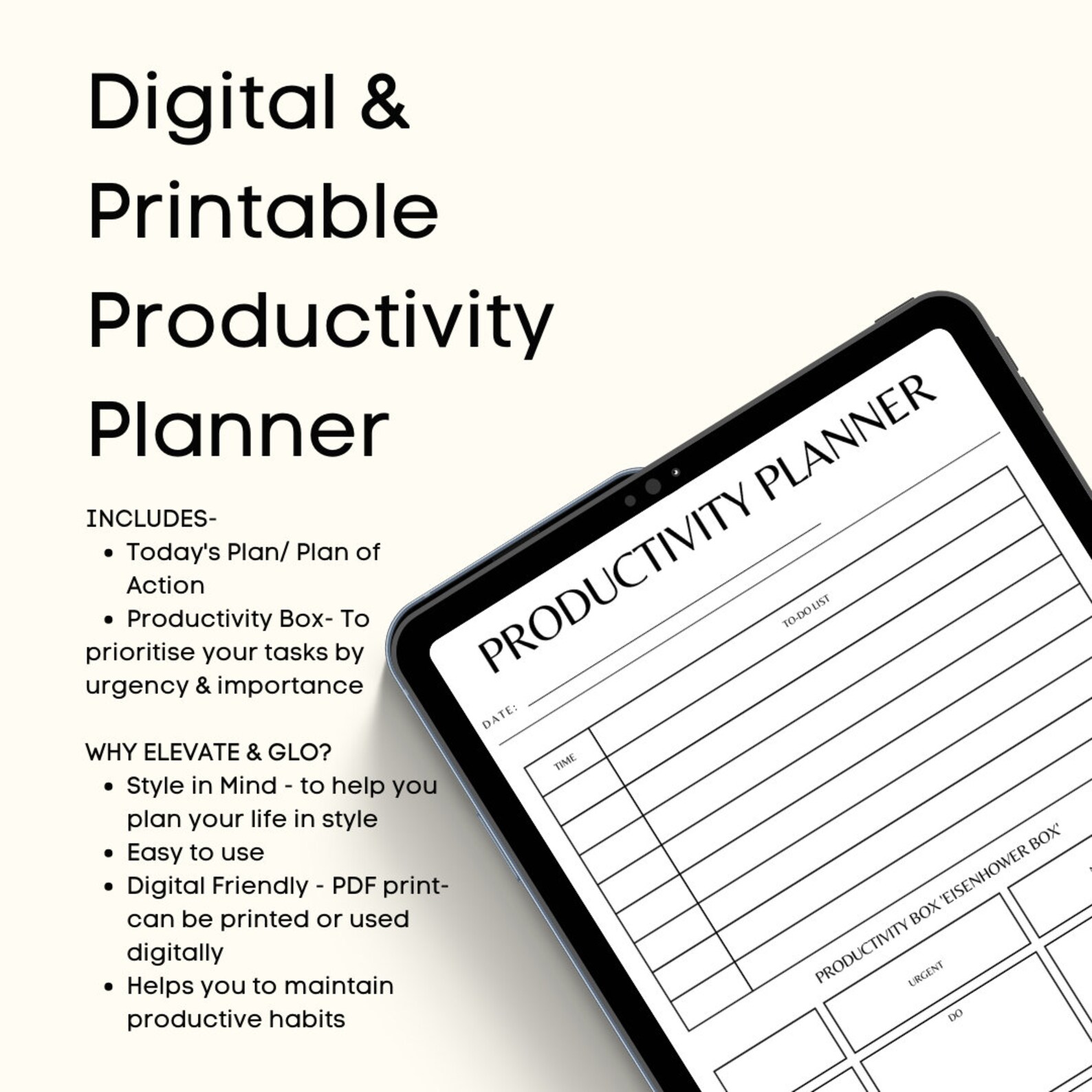 Productivity Planner, Instant Download, Printable Planner, Goodnotes ...
