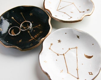 Personalized jewelry small dish constellation white black gift jewelry dish jewelery dish personalized starsign aesthetic ring dish clay