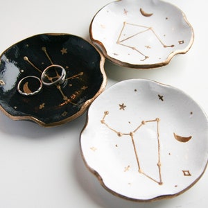 Personalized jewelry small dish constellation white black gift jewelry dish jewelery dish personalized starsign aesthetic ring dish clay