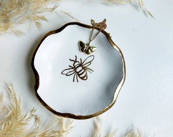 Bee jewellery dish bijen sieradenschaaltje bij wesp goud aesthetic save the bees schaaltje dish jewelry dish bee sieraden schaal gift idea