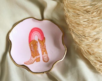 Country-Schmuckschale | Schmucktablett Western | Cowgirl Home Decor | Cowboy Home Accessoire | Western | Country Boots | Schmucktablett