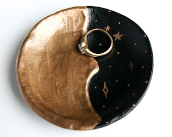Schmuckschale Mond Mondschale Schmuckschale ringdish Schmuckschale Tierkreis Nacht dunkle Mondphasen Geschenkidee Schmuck