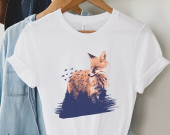 Fox Forest Shirt | Eco-Friendly Unisex T-Shirt | Gift TShirt For Fox Lovers