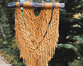 Rustic Burnt Orange Macrame Wallhanging