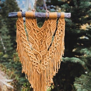 Rustic Burnt Orange Macrame Wallhanging