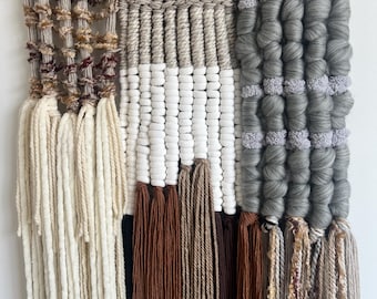 Woven Fiber Textile Exploration from the Heart, Wall Hanging, Modern Artwork