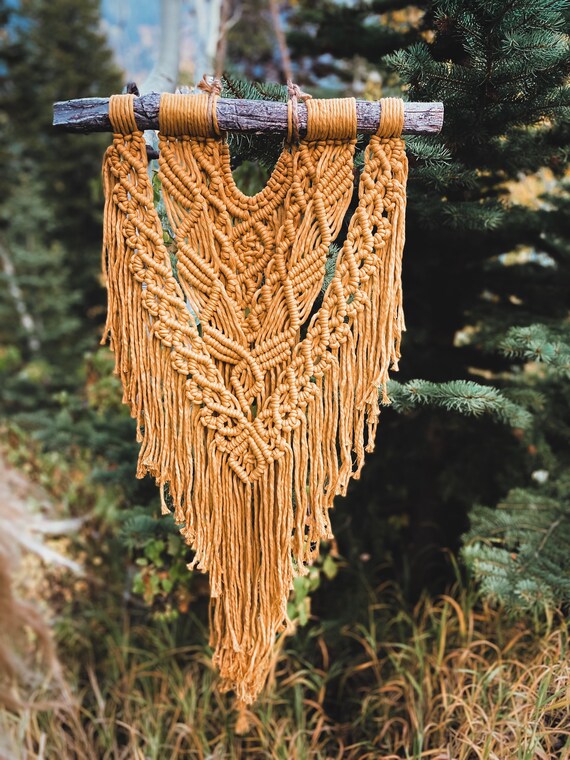 Rustic Burnt Orange Macrame Wallhanging Etsy