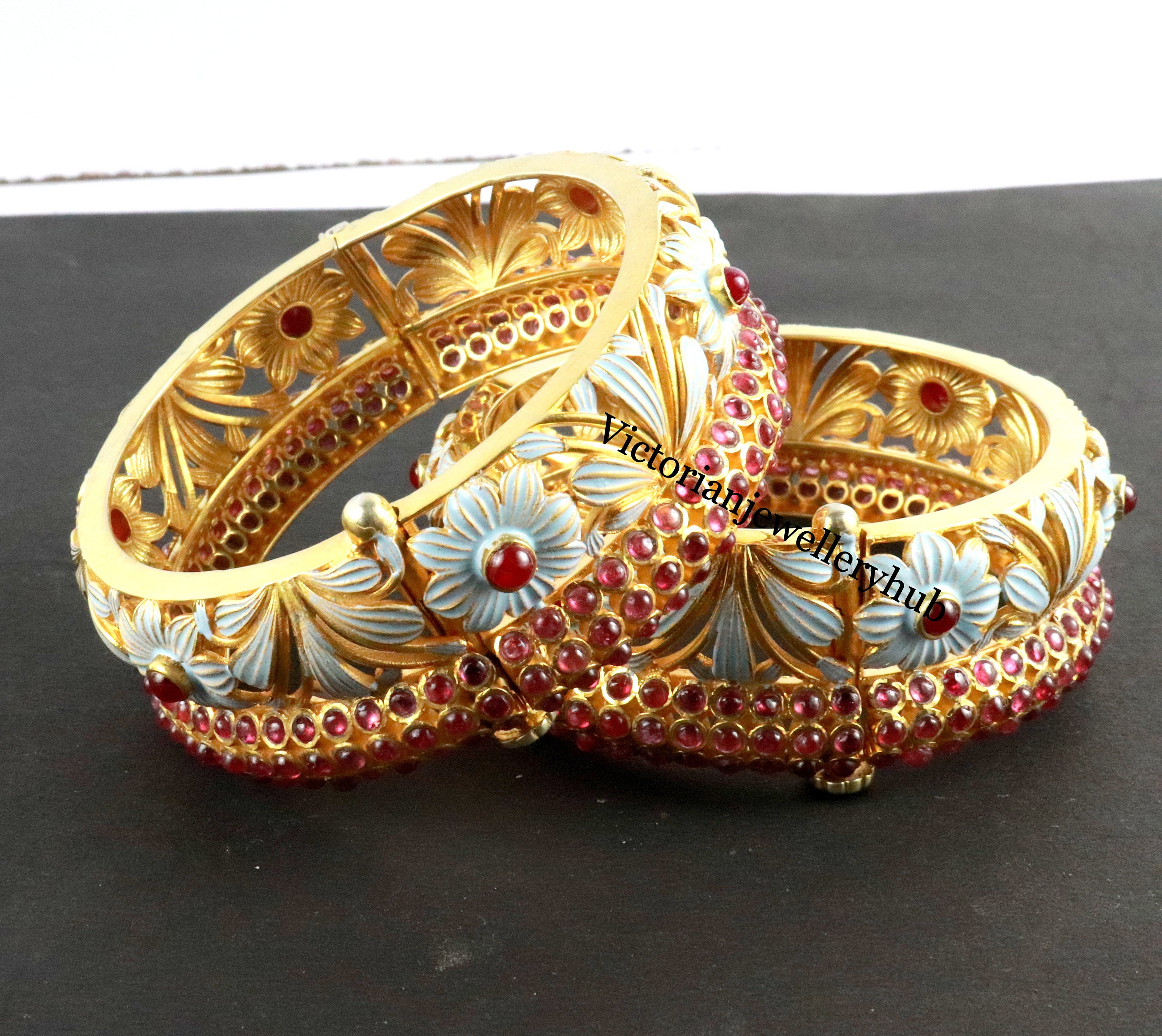 Gold bangles sales with meena work