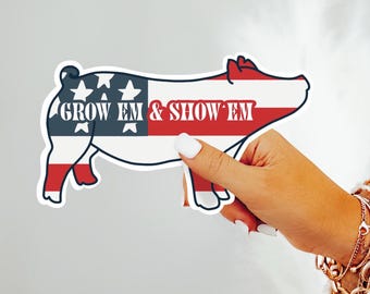 American Flag Pig Show Sticker: Hog Silhouette Decal