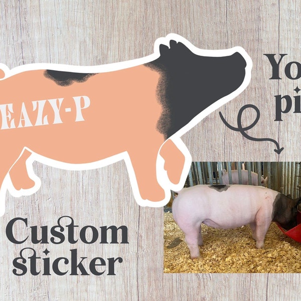 Custom Show Animal Sticker - Personalized Decal for Show Box, Silhouette Pig, Hog, Horse, Cow, Goat, Livestock Ag Agriculture Decoration