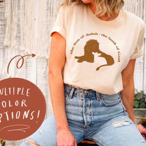 Christian Lion and Lamb Tee, Jesus Faith Clothing, Religious Graphic Shirt, Biblical Lion of Judah Lamb of God Inspirational Apparel