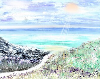 Titel: &quot;Song of the Sea Meadow&quot;-kunstafdruk van origineel schilderij