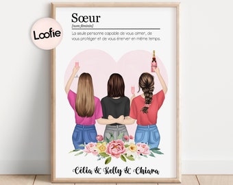 Cadeau Personnalisé Anniversaire | Cadeau Meilleure Amie | Cadeau Sœur | Affiche Personnalisée Amies