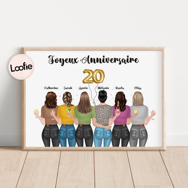 Cadeau Personnalisé Anniversaire | Portrait Personnalisé Meilleure Amie | Cadeau Anniversaire Copine