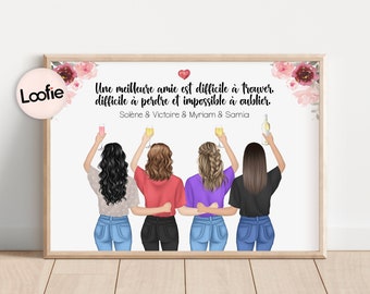 Cadeau Femme Anniversaire | Affiche Personnalisée Amies | Meilleures Amies