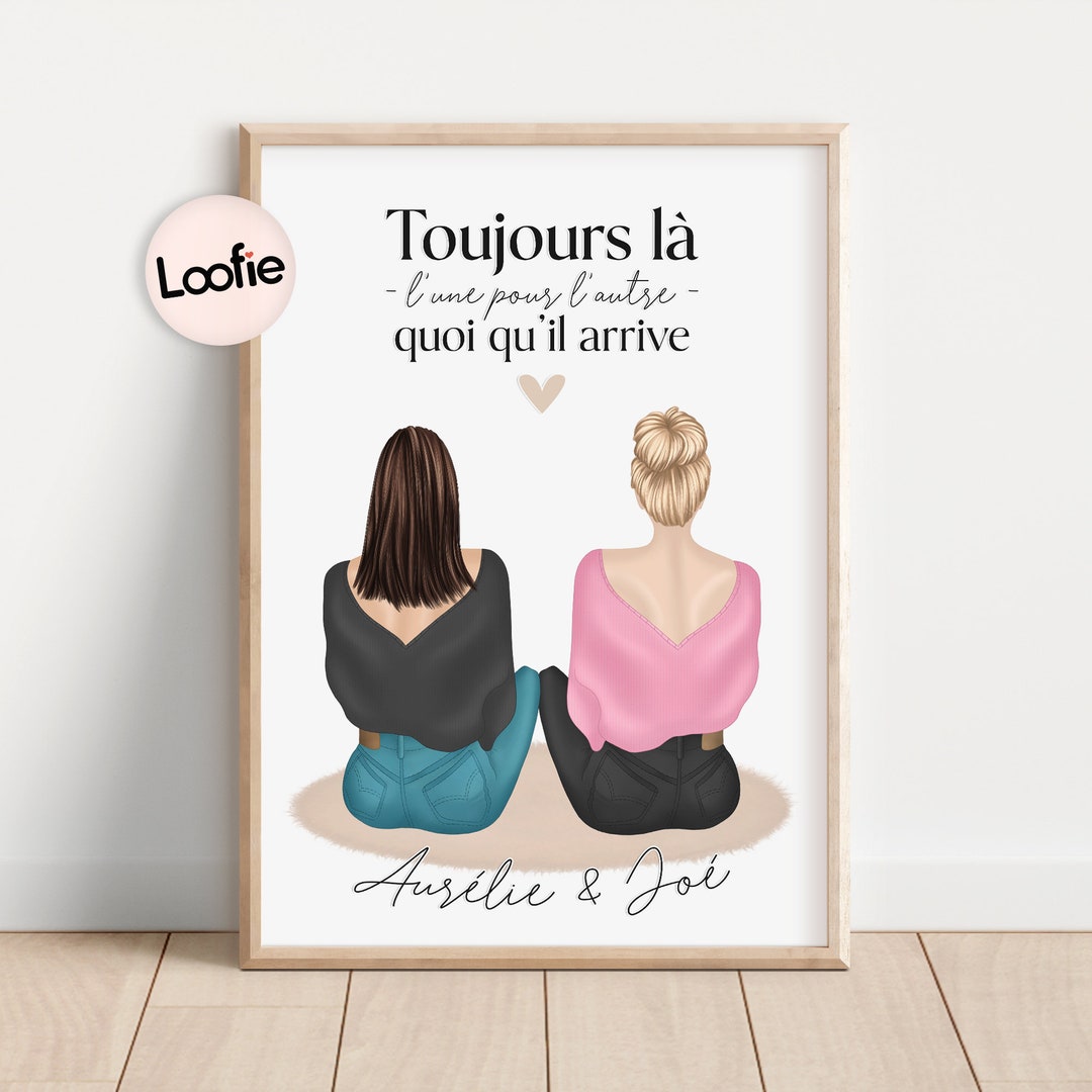 Cadeau Meilleure Amie Affiche Meilleure Amie Personnalisée Portrait