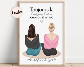 Cadeau Meilleure Amie | Affiche Meilleure Amie Personnalisée | Portrait Personnalisé Amie | Cadeau Anniversaire Amie