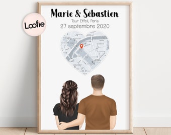 Cadeau Saint Valentin Personnalisé | Cadeau Couple Anniversaire | Affiche Personnalisée Couple